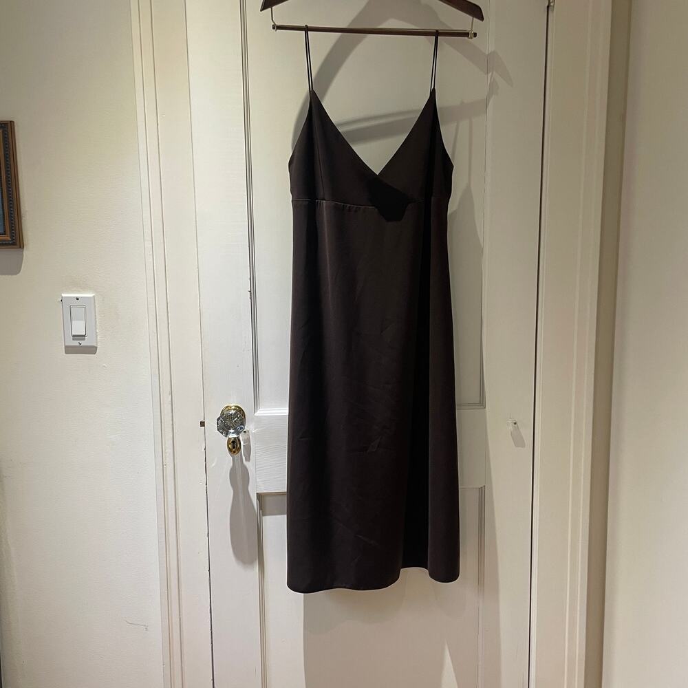 J Crew Long Brown Slip Dress Spaghetti Straps Size 12 - Picture 6 of 7